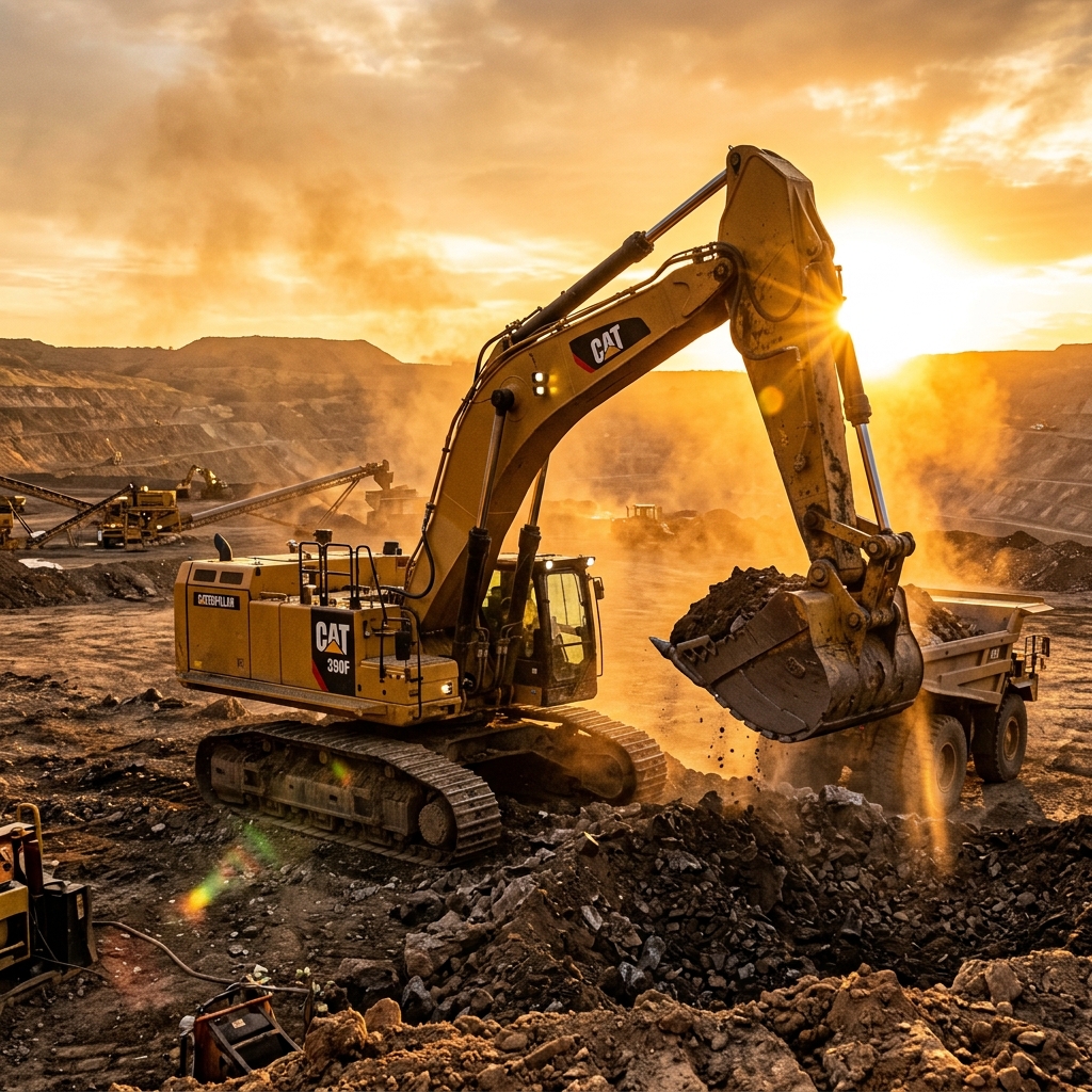 Escavadeira Caterpillar em operação