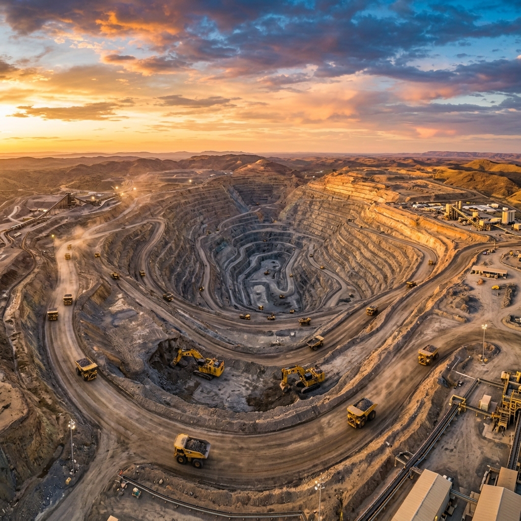 Operação de mineração com equipamentos Caterpillar